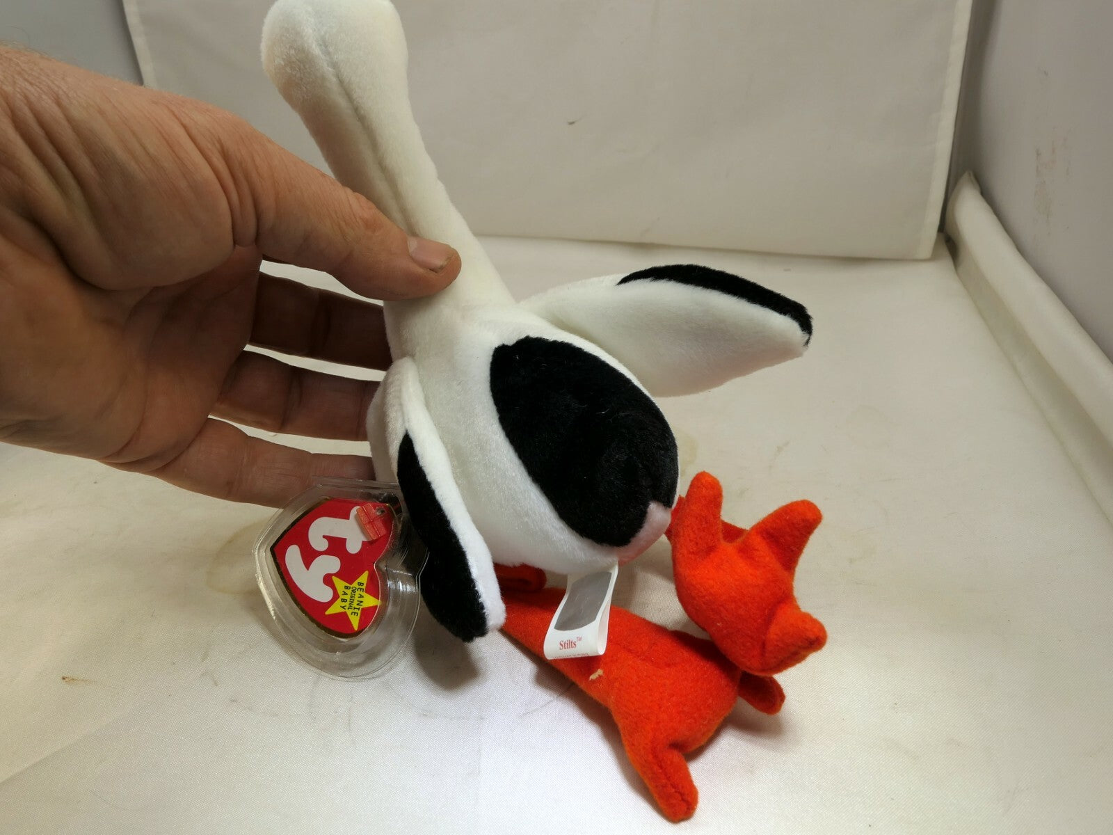 TY Beanie Baby Stilts Rare/Retired 1999 plush toy collection bird white stork