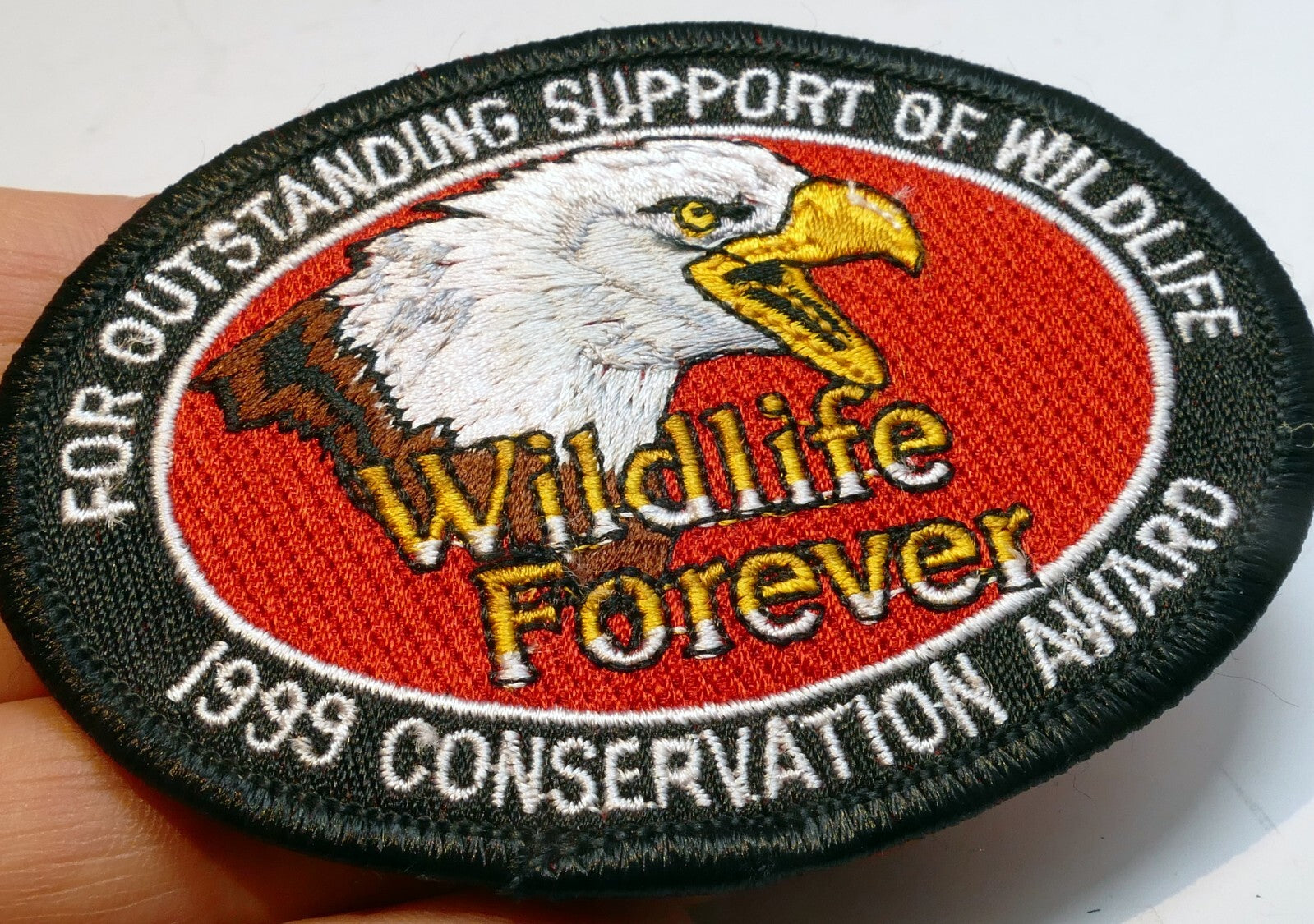 Wildlife forever embroidered iron on patch badge eagle support 1999 conservation