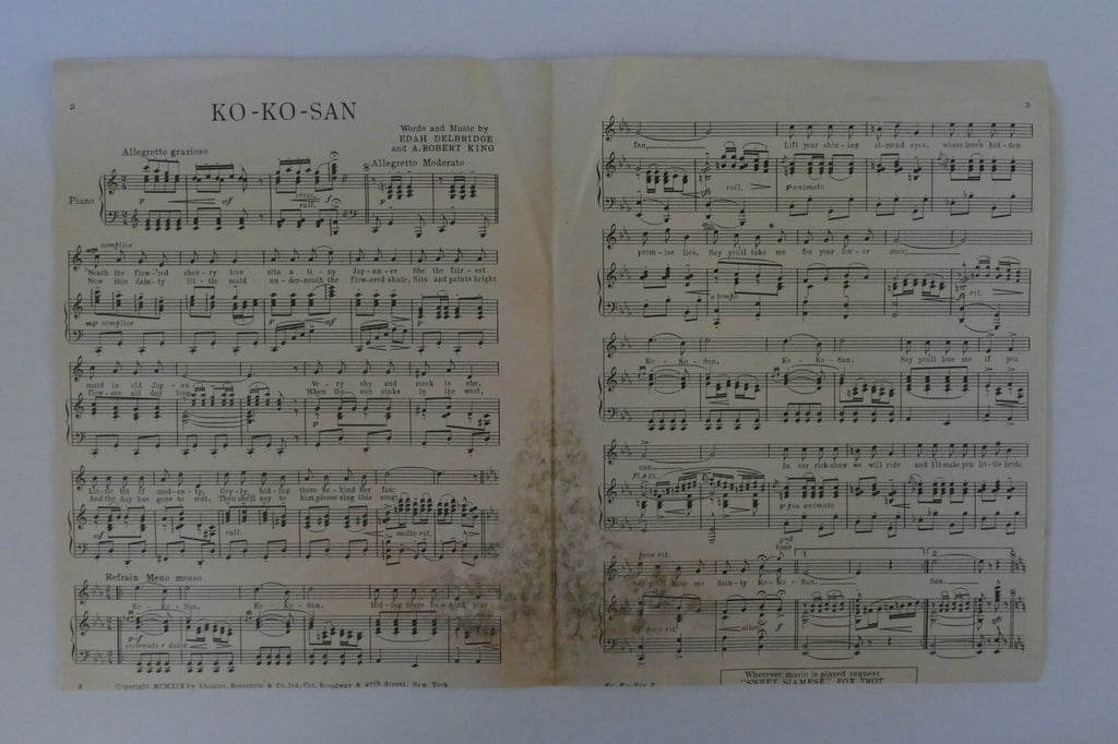 Ko-Ko-San, 1919, by Edah Delbridge and A. Robert King, Shapiro, Bernstein and Co