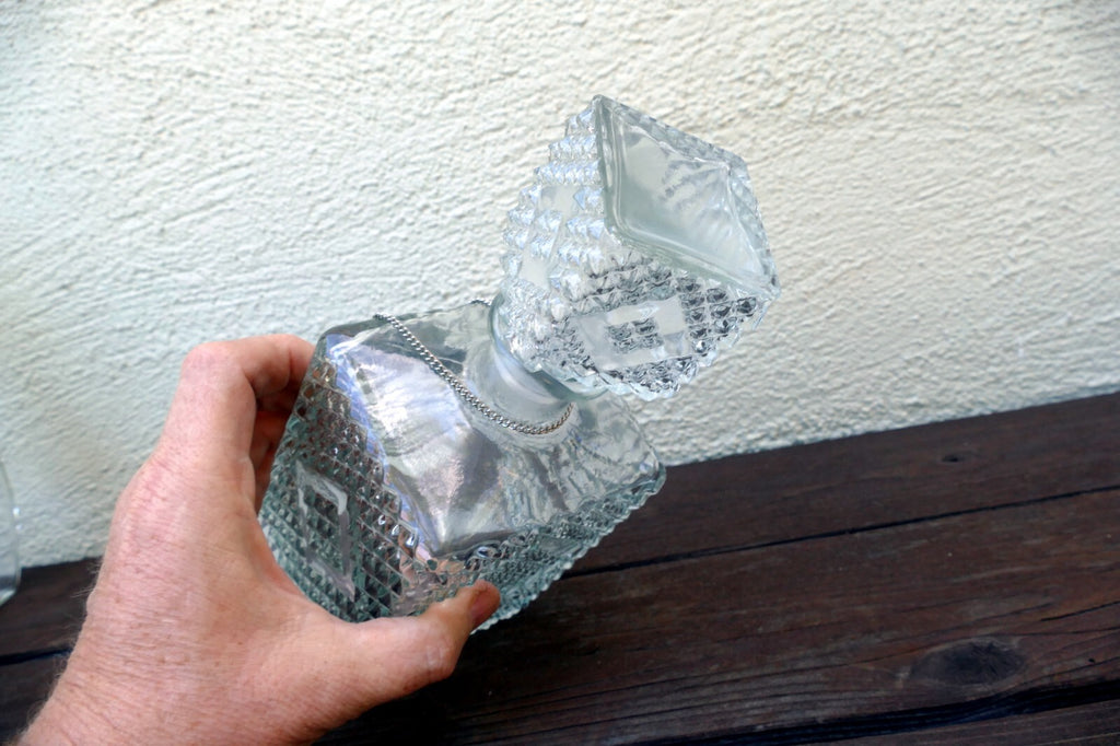 1 Litter Glass Decanter With Stopper 10" tall "GIN" square