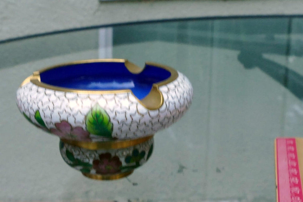 Cloisonne Ass Tray small tray enamel brass 3X3.X1"