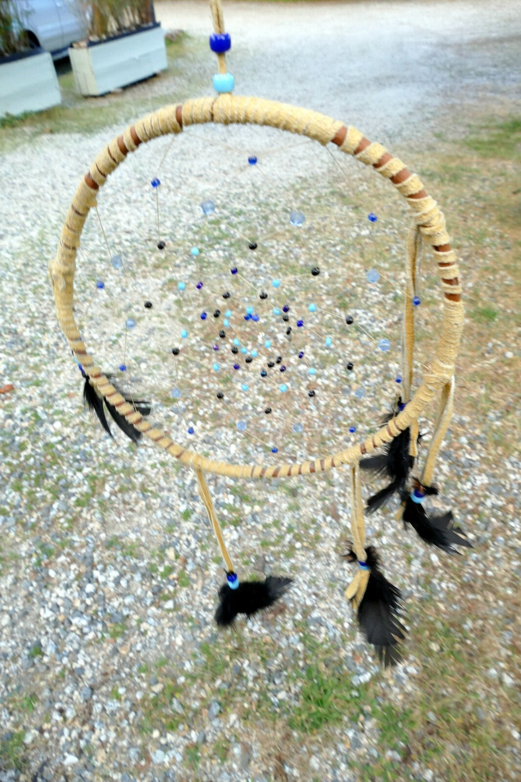 Black Handmade Dream Catcher Leather Feather Home Car Wall Decor Native American