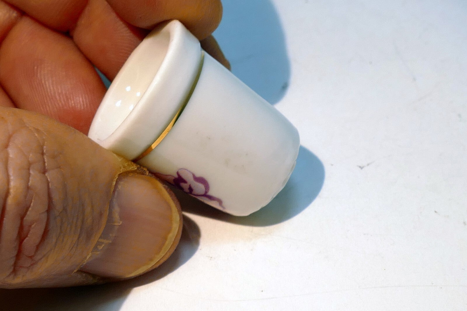 Porcelain Thimble Souvenir Pink Flower St. Croix Caribbean