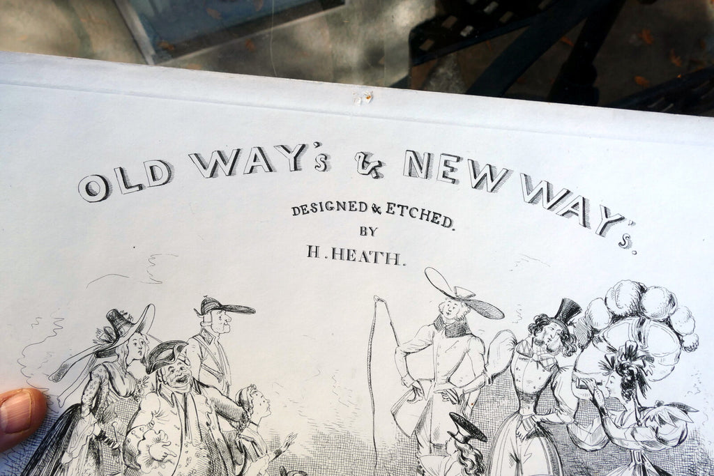 Old WAY'S & NEW WAY'S HENRY HEATH CARICATURE PRINT Title page 1840 Victorian