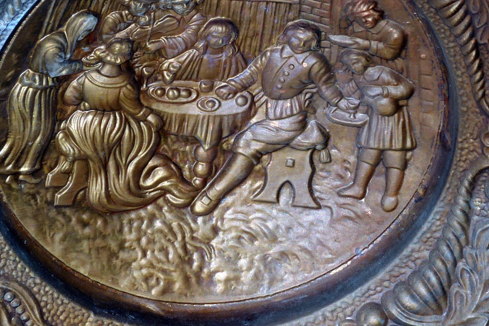14" Antique Brass Pub Tavern Theme England Plates hanging Wall Art decor party