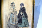 French Antique 1843 Hand coloured engraving Petit Courier des Dames Modes Paris