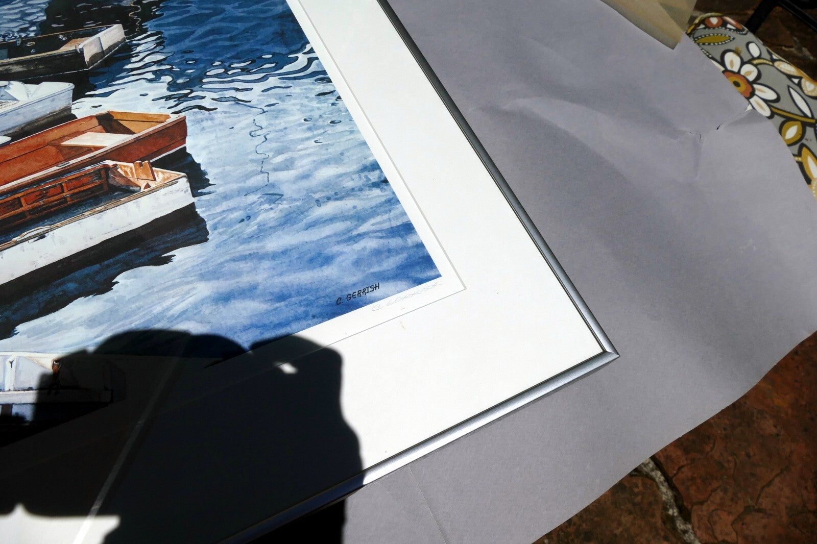 C. Gerrish Art Print 14X20"  Framed  w/ glass boats port harbor limited edition