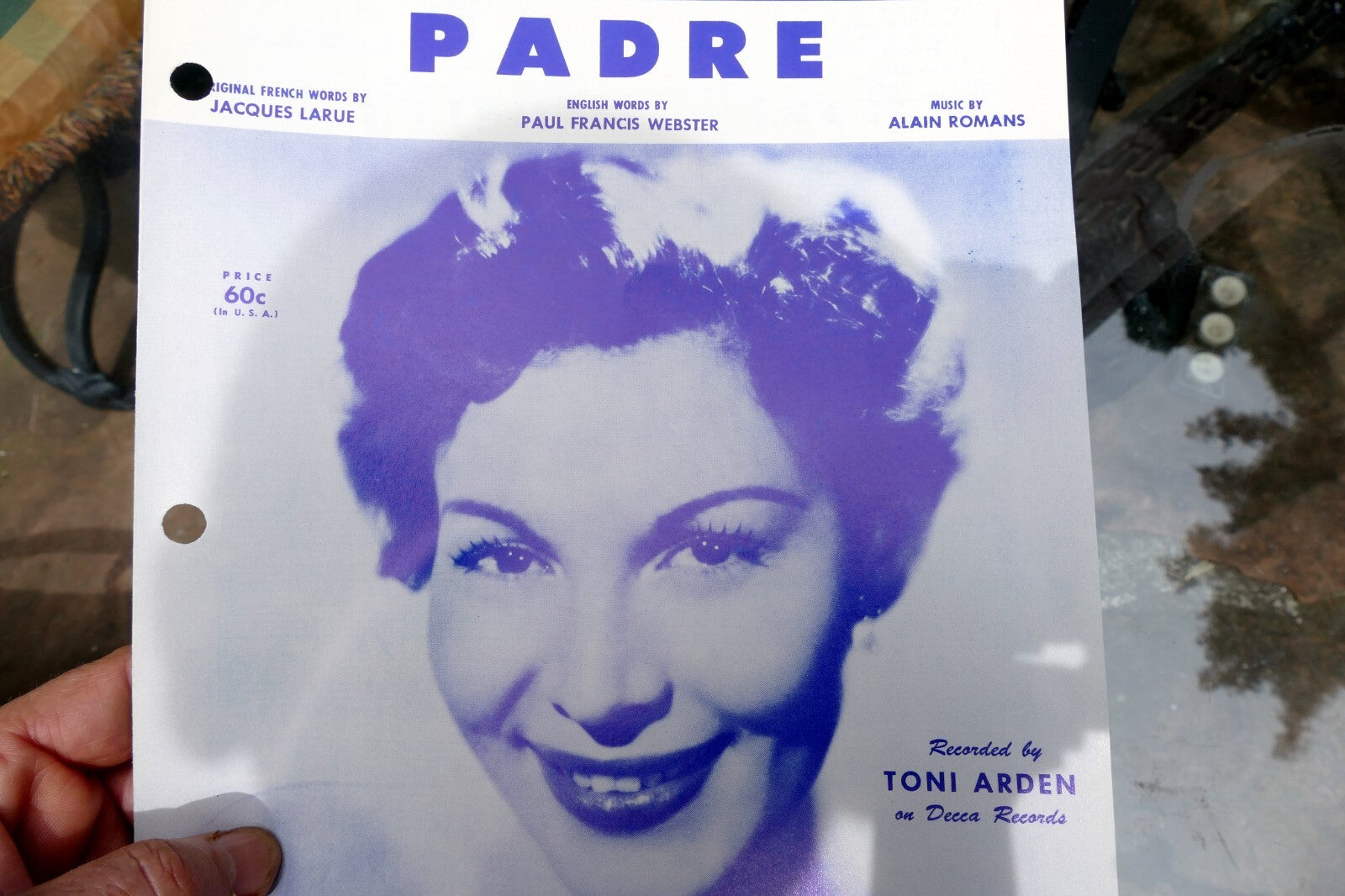 Padre by alain romans toni arden paul webster 1958 sheet music
