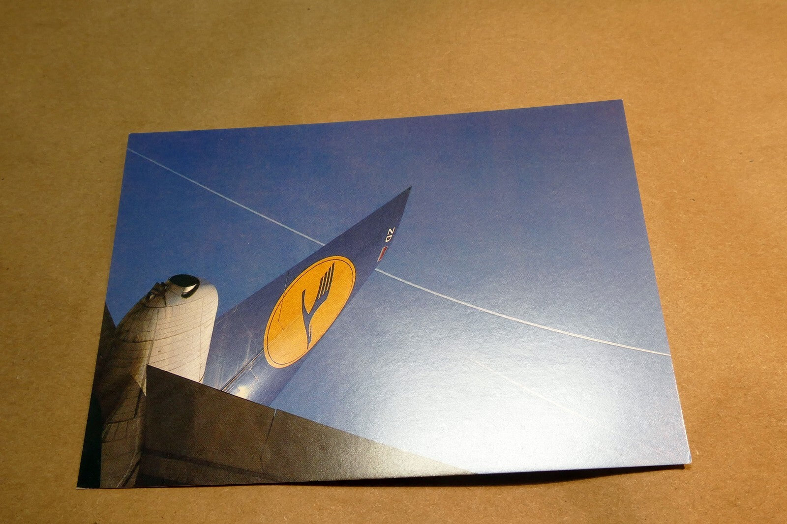 Lufthansa 747-200 Crane Logo Airlines Airplane Parked Blue Sky Postcard Unposted