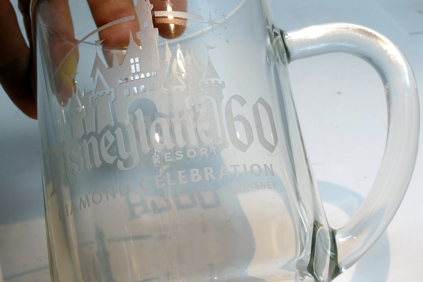 Diamond Celebration Disneyland 60th Anniversary Stein Mug Heavy Glass Disney