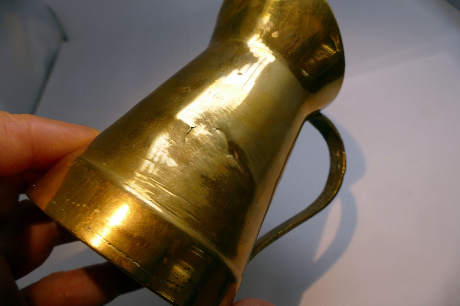 Vintage Small Brass Pitcher With Handle 5" Tall Creamer Size small