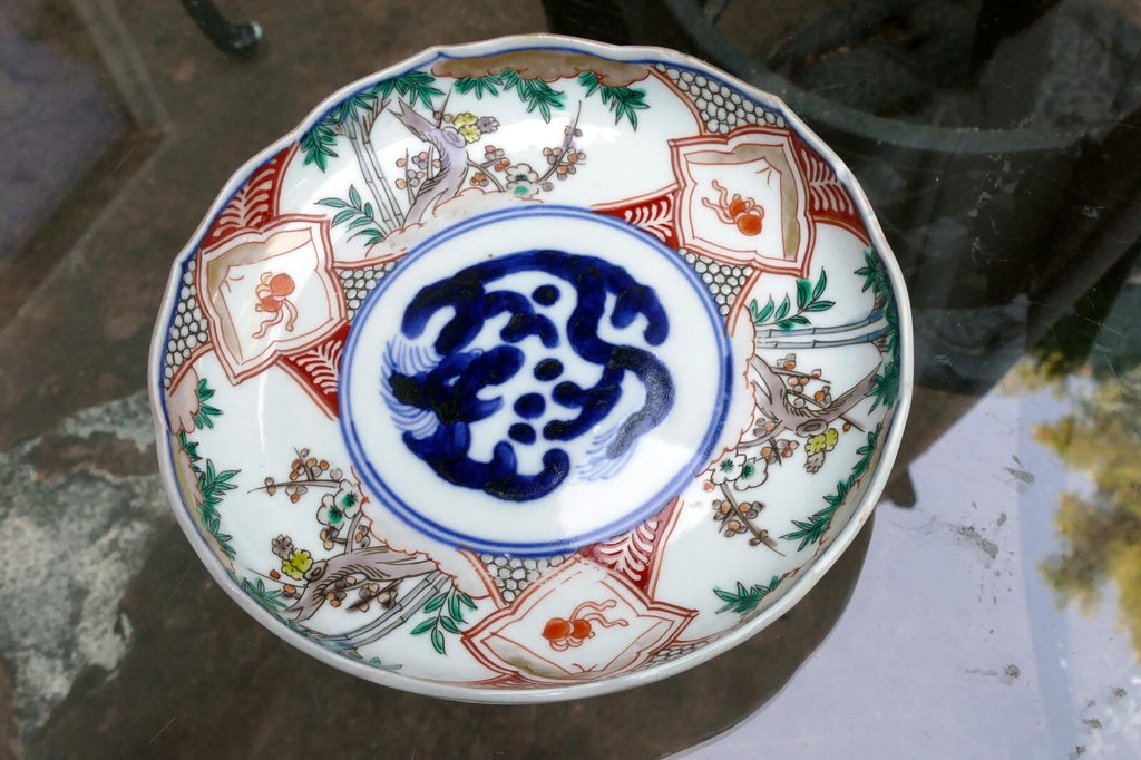 Japanese Imari-ware Colored porcelain Gold Peach PLATE/dish 6" scalloped