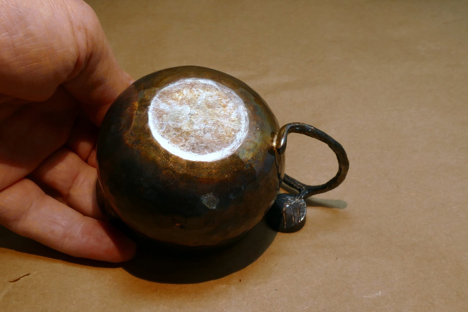 Vintage Bronze Floral Creamer hand made with floral leave handle