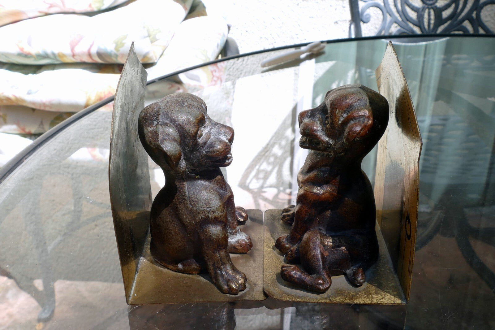 French Bulldog Puppy Dogs Solid Brass Bookends solid metal vintage 4X5"