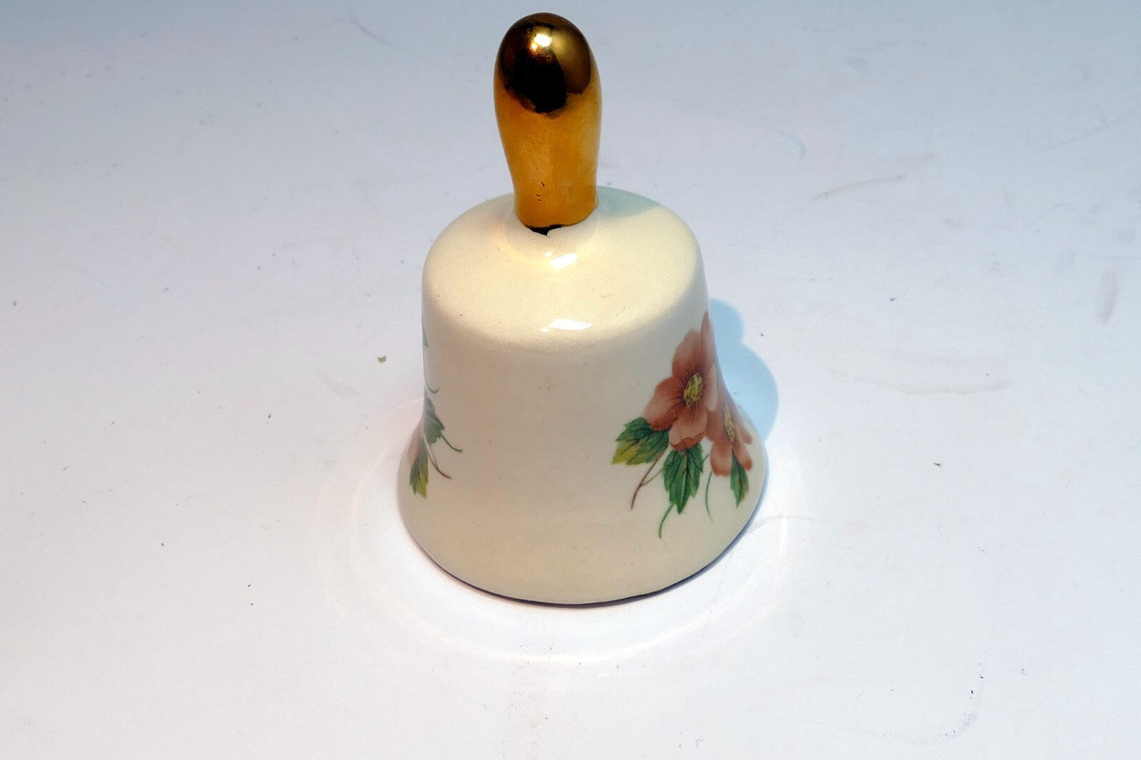 Vintage Hand Painted NIPPON Porcelain Bell D. Pulley Floral 2.5"