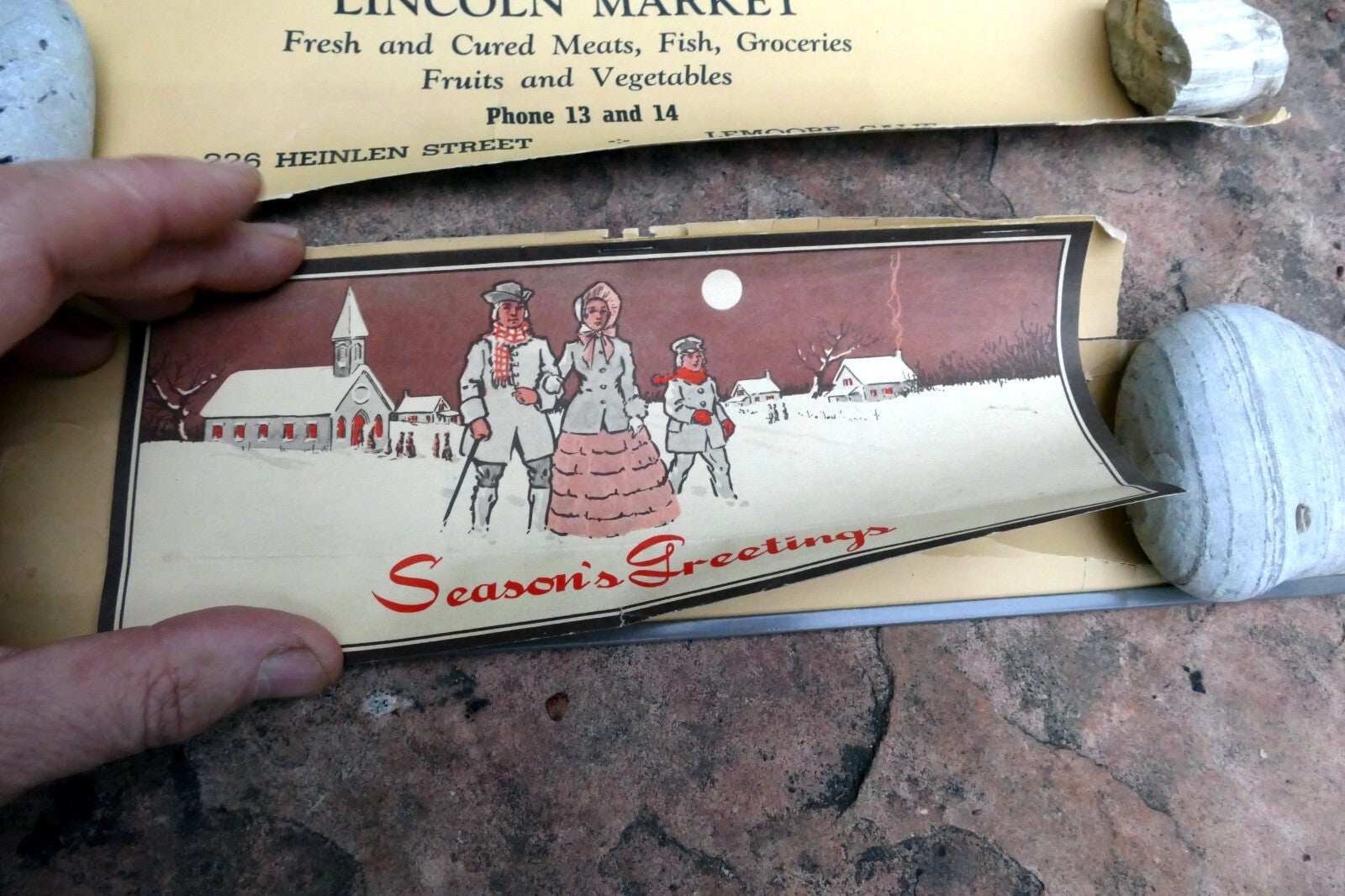 Lincoln Market 1949 Advertising Poster Calendar William Thompson Lemoore CA USA