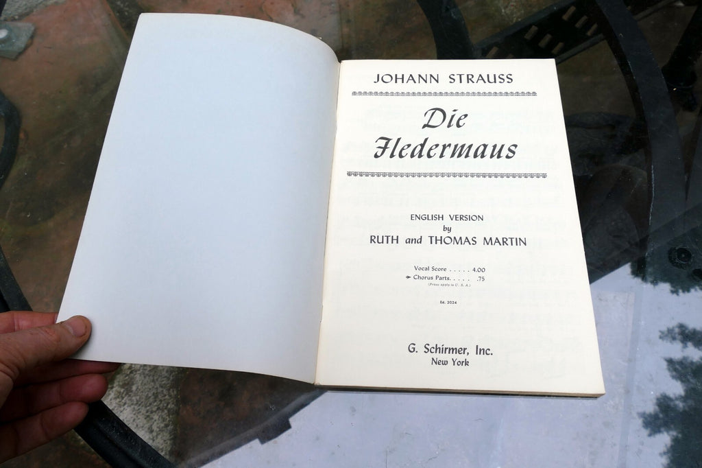 Johann Strauss die Fledermaus by Thomas Martin Sheet Music 1951 Vocal Chorus