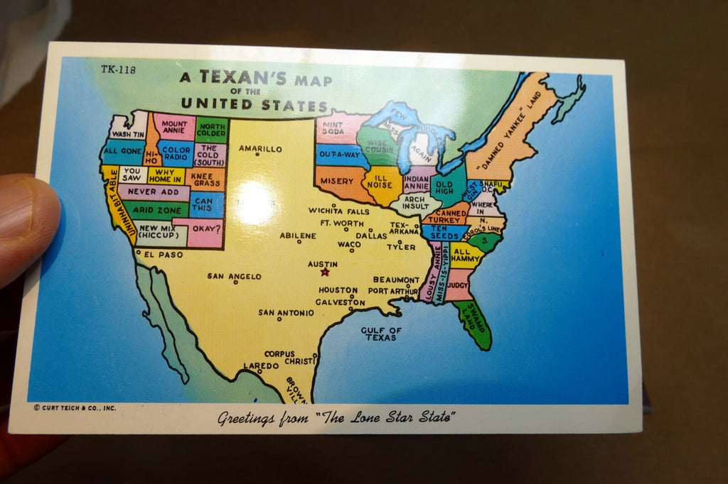 Unposted postcard lot from texas wyoming wisconsin usa lot of 4 pack 1980's