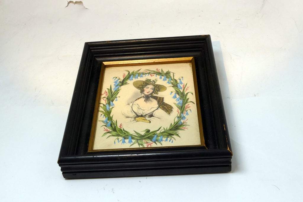 FRENCH MAIDEN WALL DECOR VICTORIAN LADY DESIGN floral Lemercier Lithograph