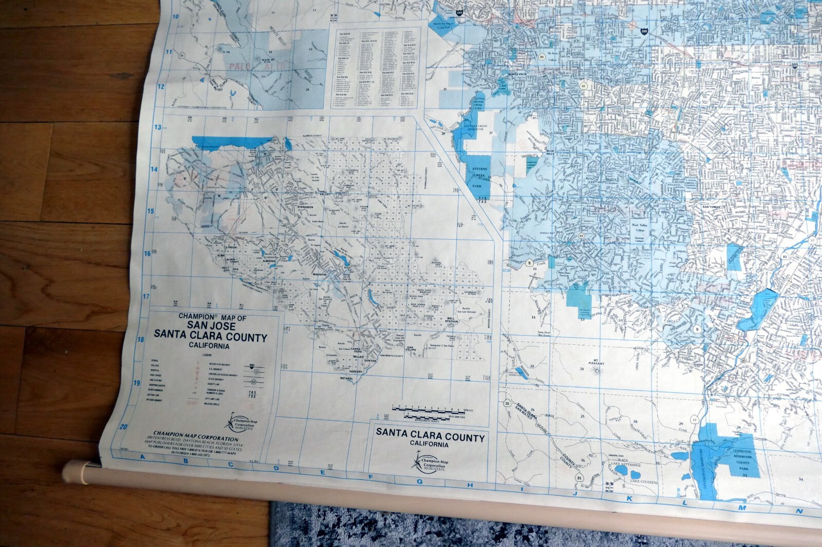 Wall Hanging Santa Clara County Map San Jose Silicon Valley USA 58X42" Ex  Large