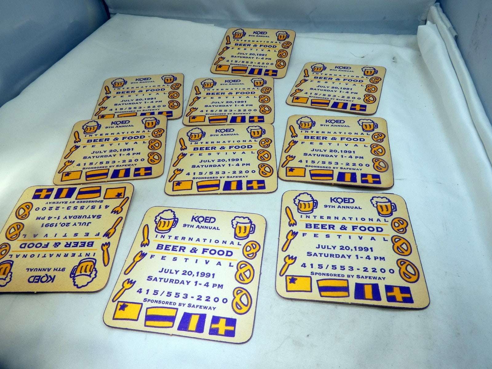 KQED Beer & Food Festival 1991 Bar Coaster Beer lot of 10