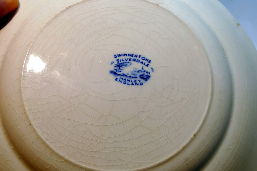 9" "Silverdale" Serving Bowl Hanley Blue Swinnertons England Transferware plate
