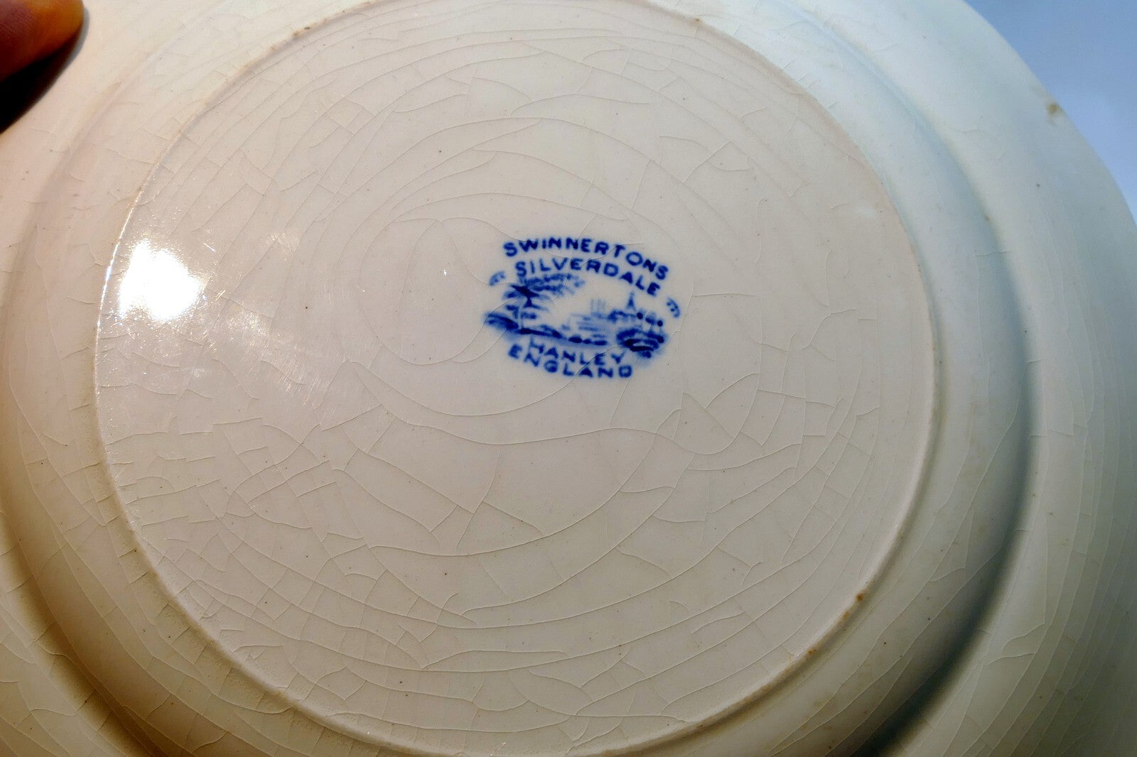 9" "Silverdale" Serving Bowl Hanley Blue Swinnertons England Transferware plate