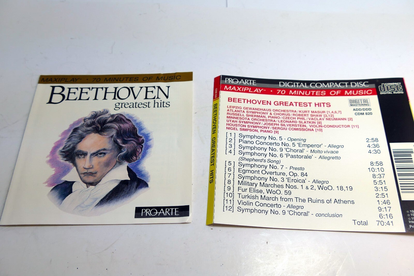 INLAY Cover ART Only - NO Case or CD included Beethoven Greatest Hits Maxiplay