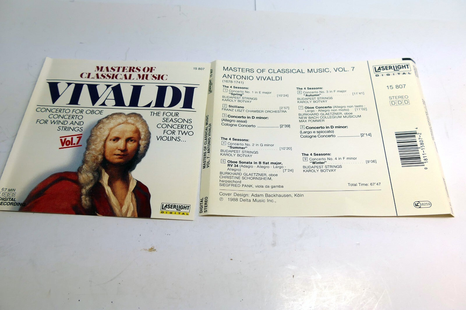 Inlay cover art only   no case or cd included masters of classical music vivaldi