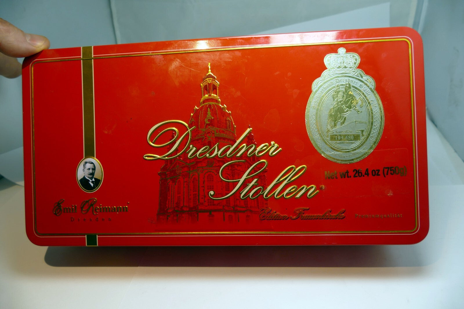 Original Dresdner Emil Reimann tin box metal case Germany 5.5X10.5" large