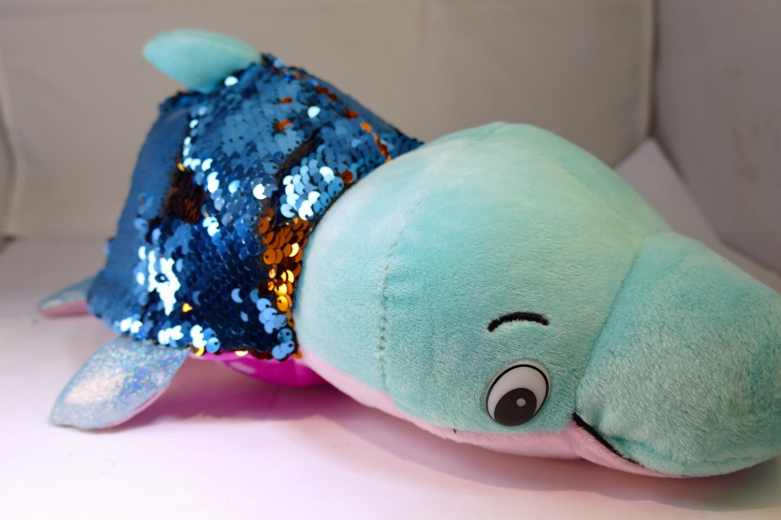 Flipazoo Danica Dolphin 14" Flippable Sequins plush toy two in one