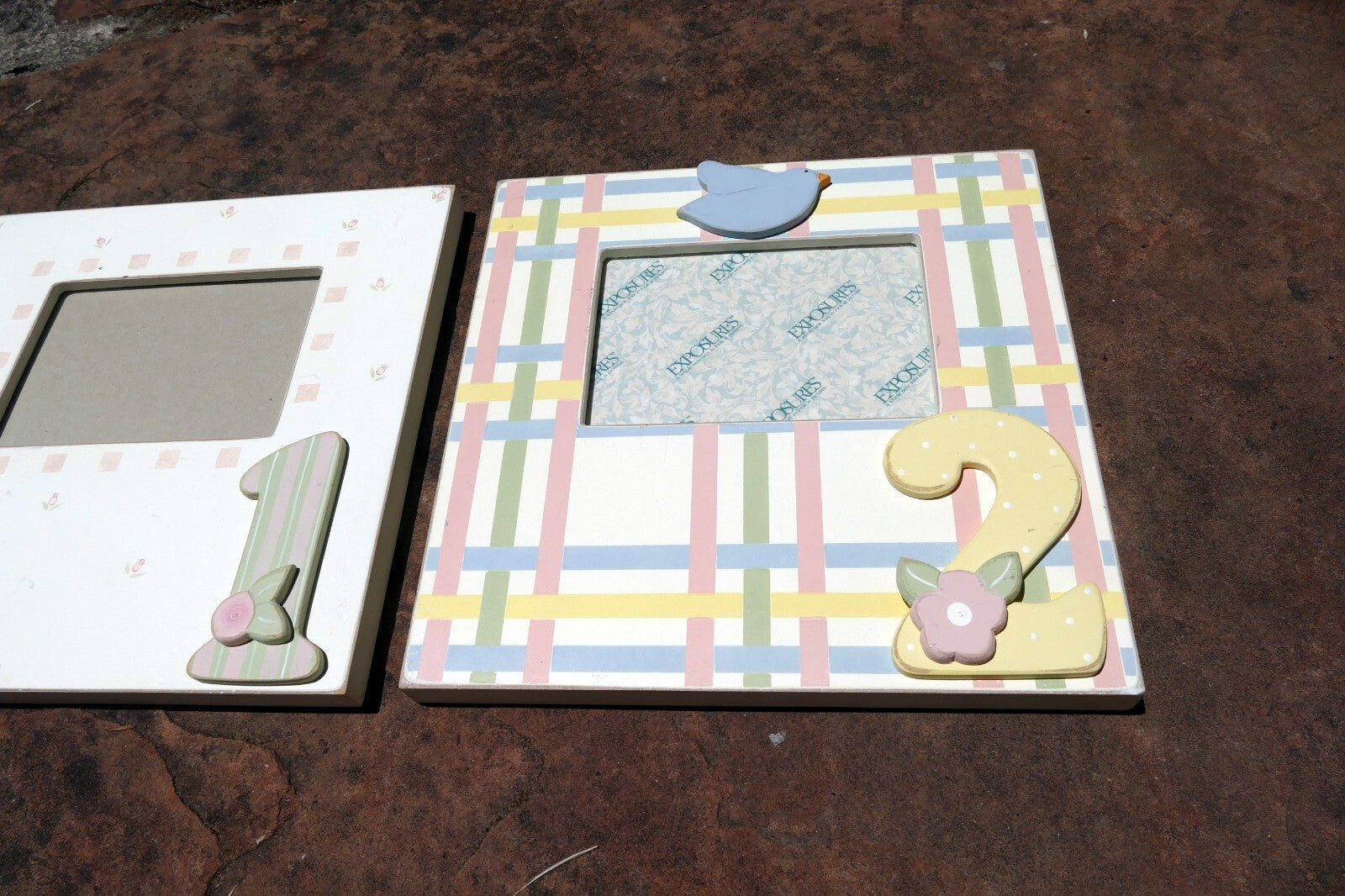 YEAR one and two 4X6" BABY Picture Photo Frame Display lot of 2