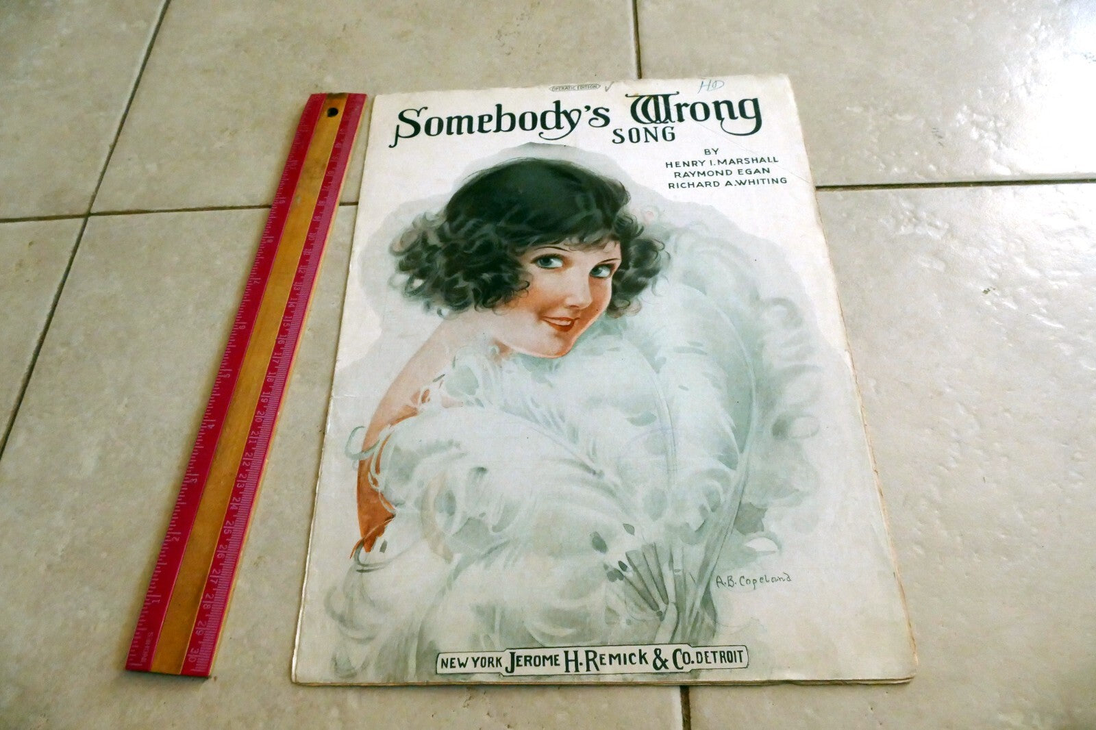 Somebody's Wrong Song by Henry Marshall Egan Whiting 1923 New York