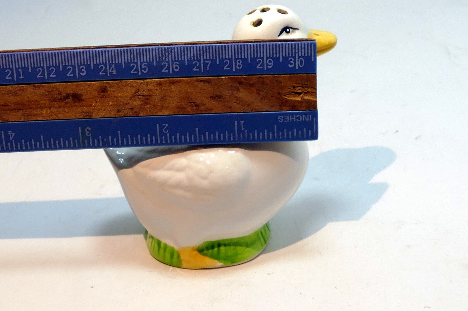 Salt Shaker White Goose Duck Blue Ribbon Ceramic Pre-owned