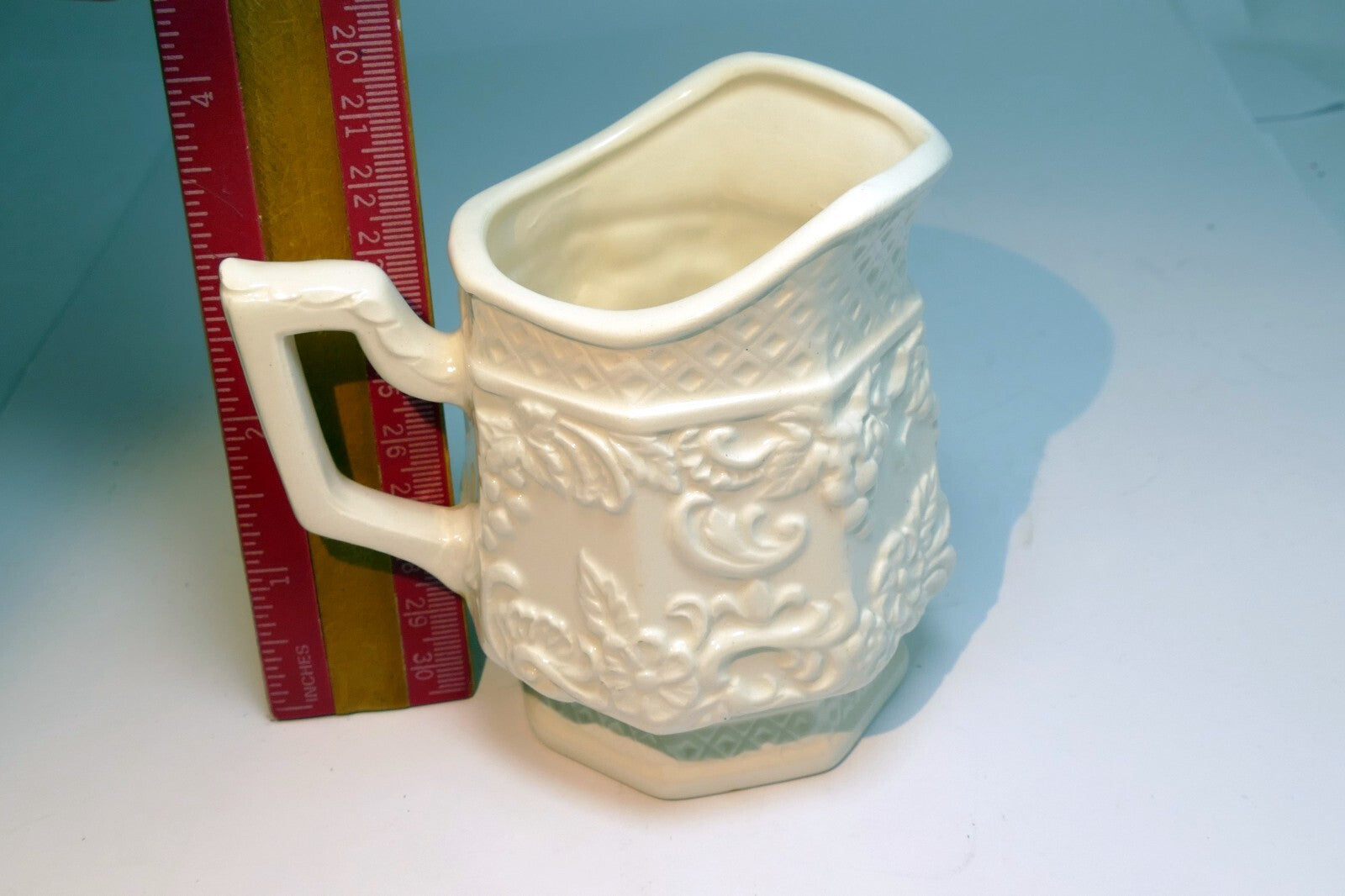 MASON'S PATENT IRONSTONE CHINA ENGLAND OCTAGONAL PITCHER IVORY 6384