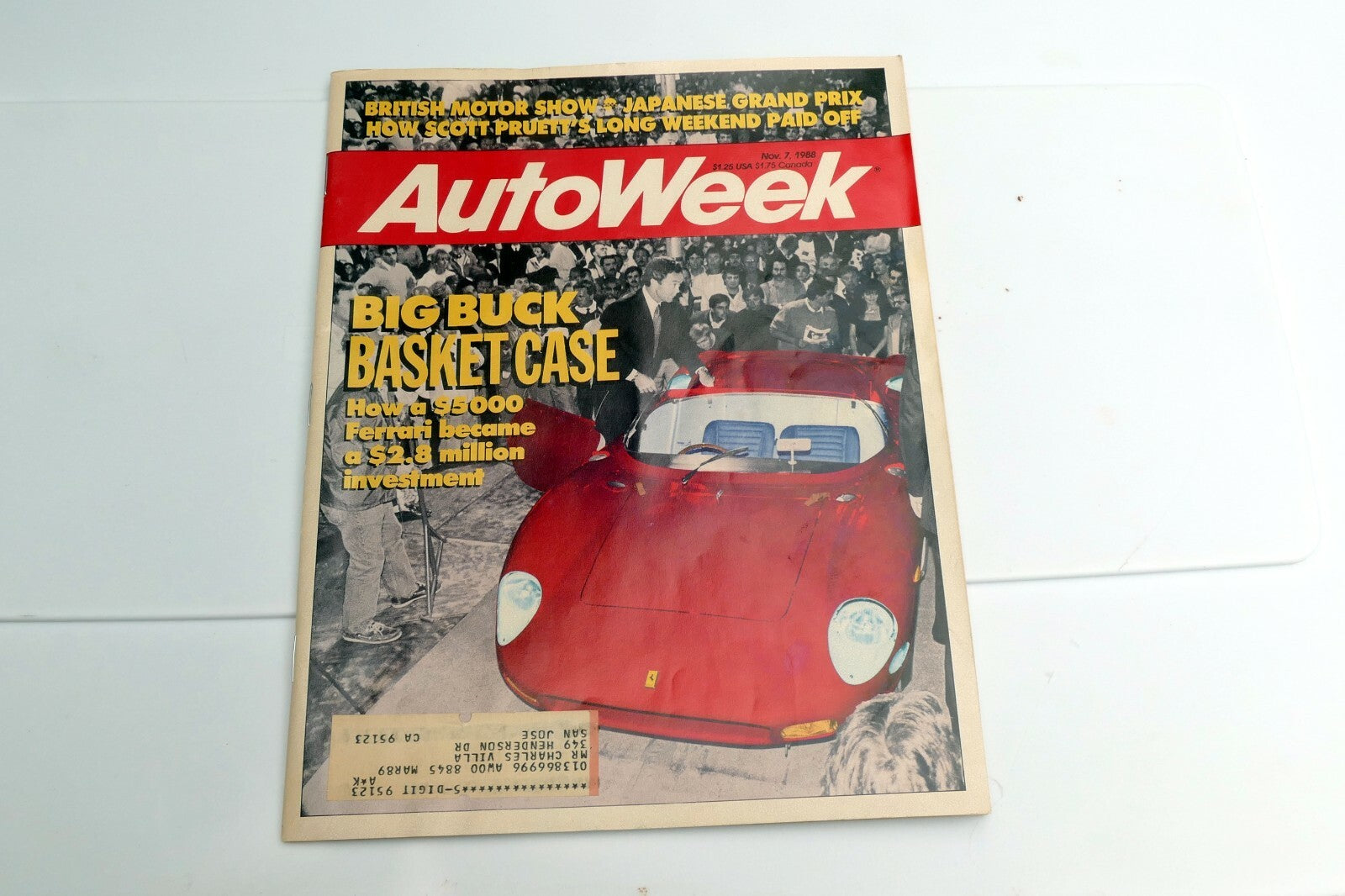AutoWeek Magazine Nov. 7 1988 Ferrari 250P, 300ZX RX-7 Jaguar XJ 220 Geo Tracker