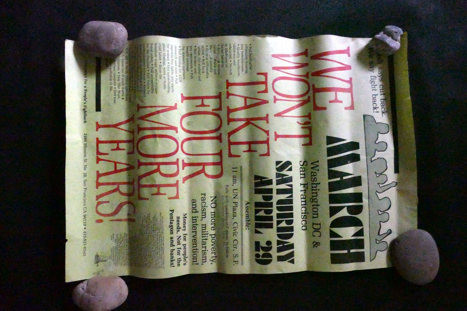 March Assembly for Peace Poster, San Francisco USA G W Bush fight 1993