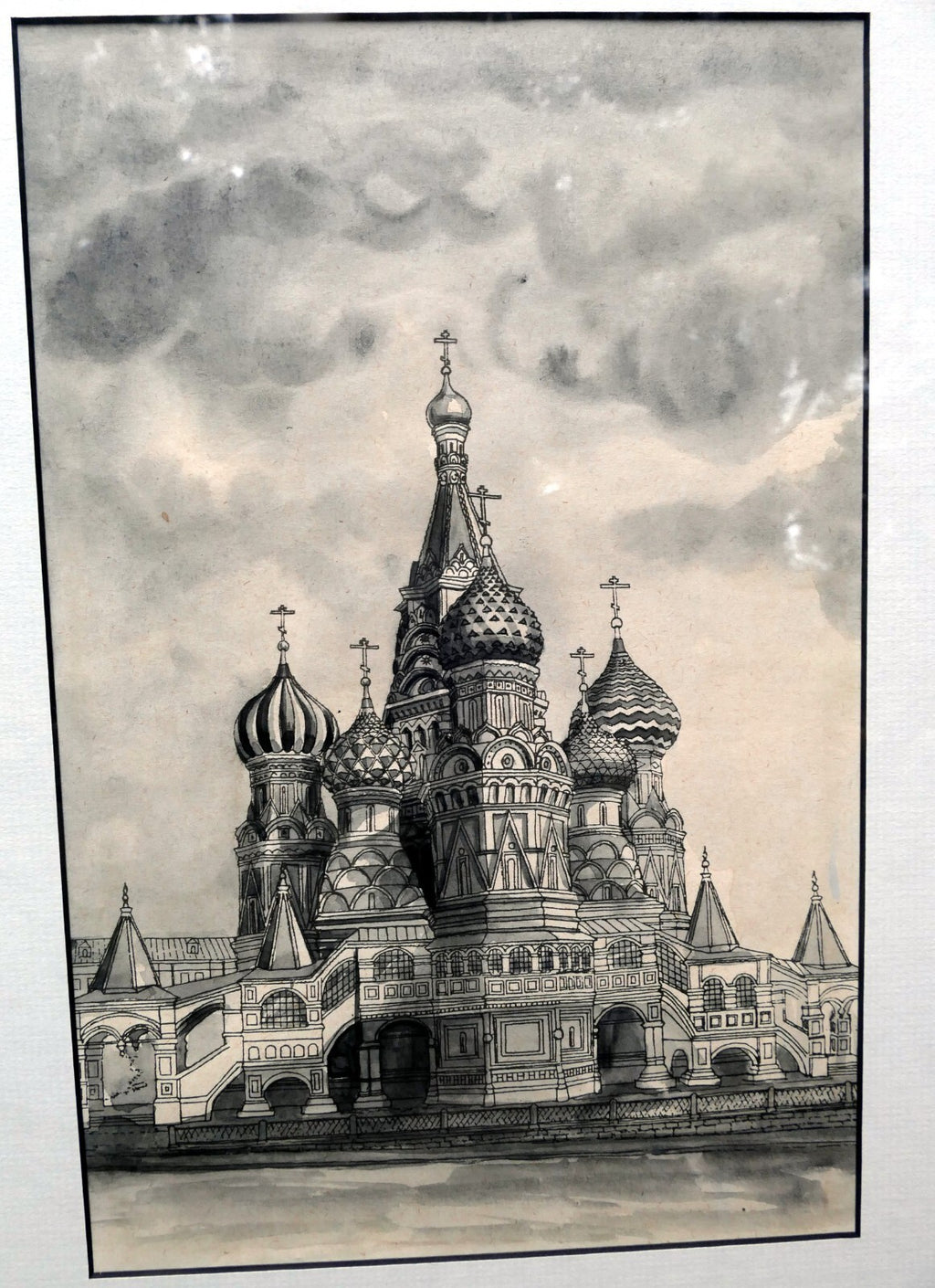 1996 st. basil's cathedral ink signed numbered moscow russia art muchina m. b.