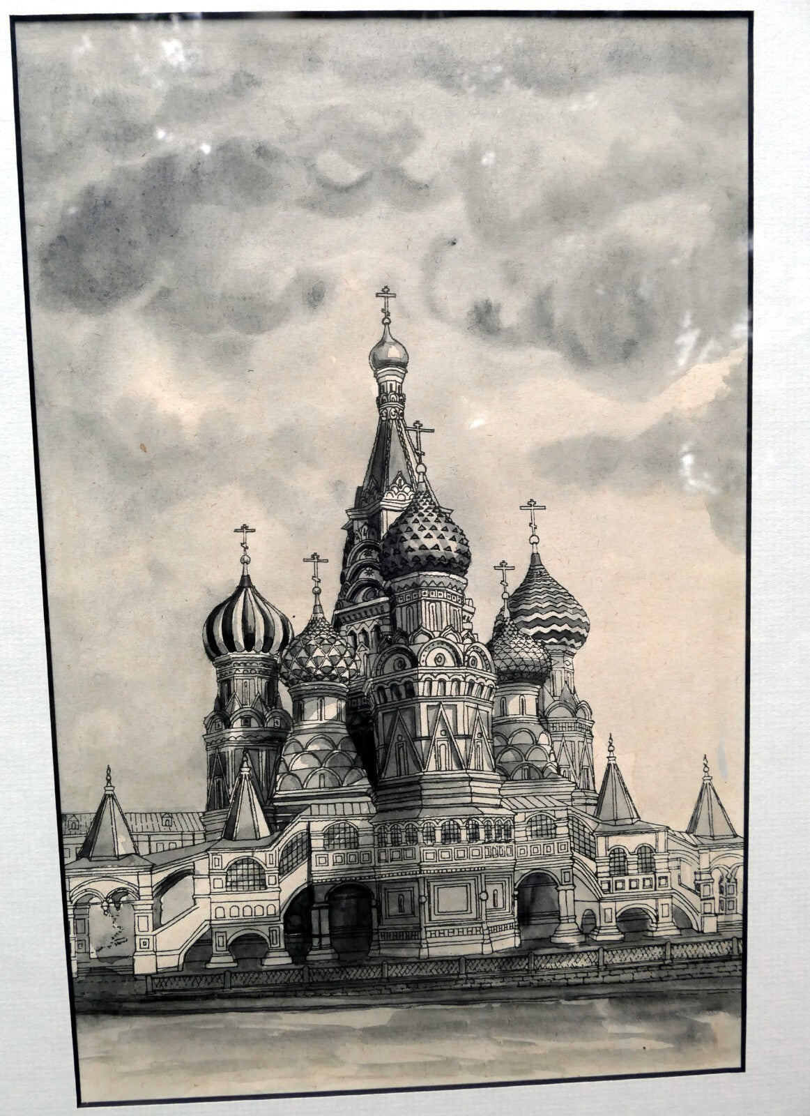 1996 st. basil's cathedral ink signed numbered moscow russia art muchina m. b.