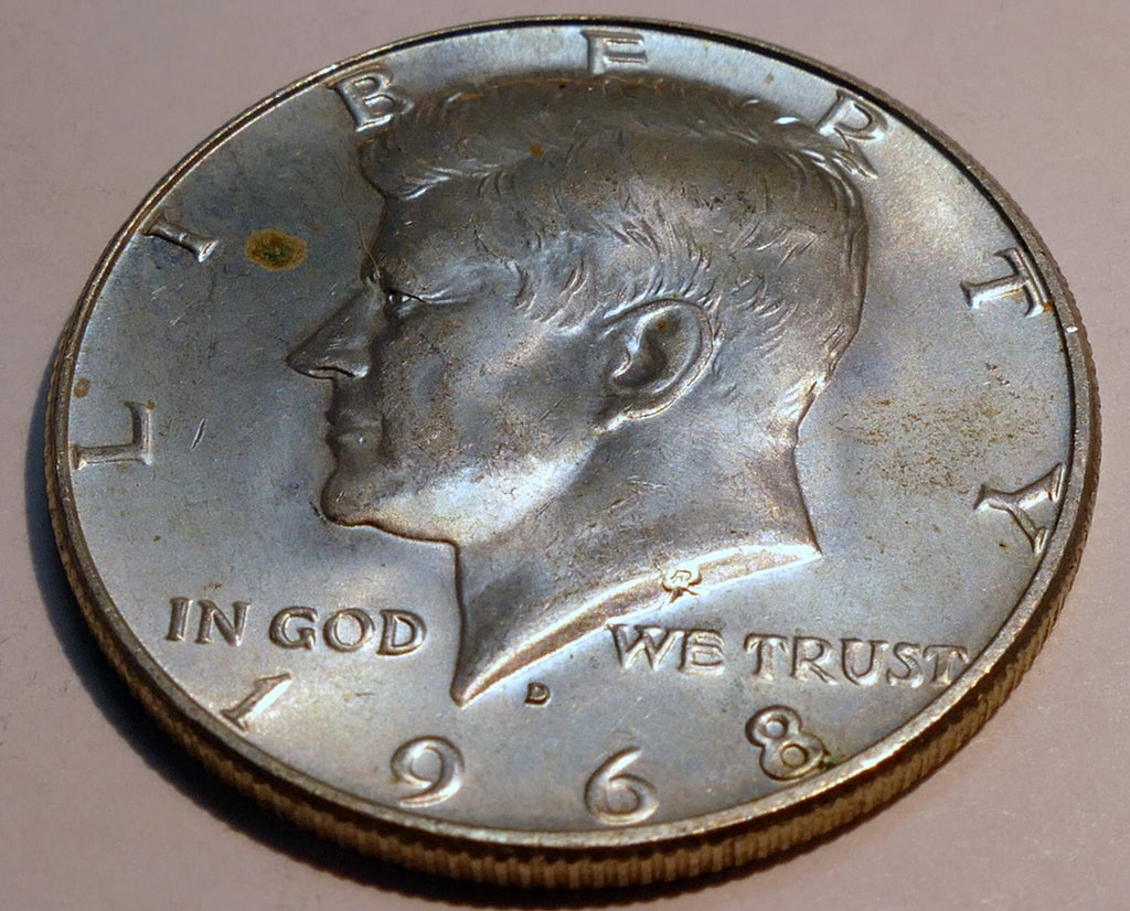 1968 d john f kennedy half dollar coin us 40% silver