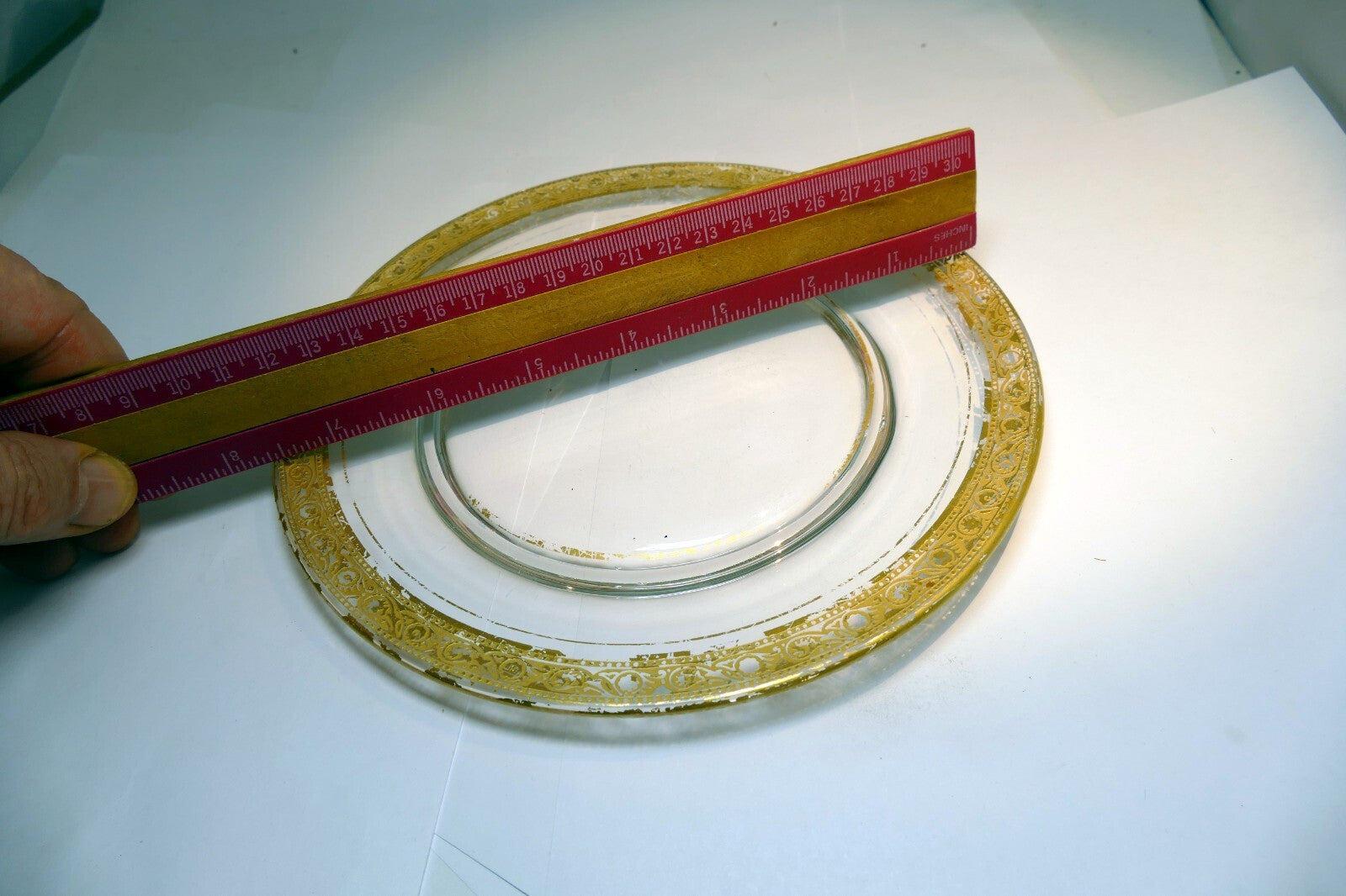 One Tiffin Glass Minton Gold rim charger presentation 8" Salad Plate