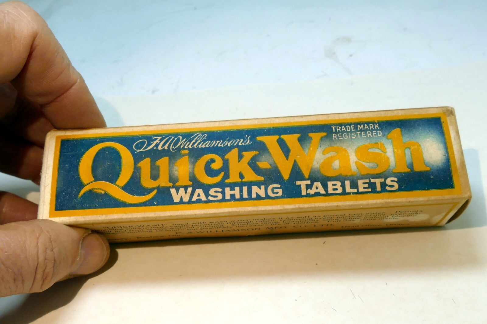Quick Wash Tablets water softener  by F.A. Williamson Co. Ottawa Canada 1910's