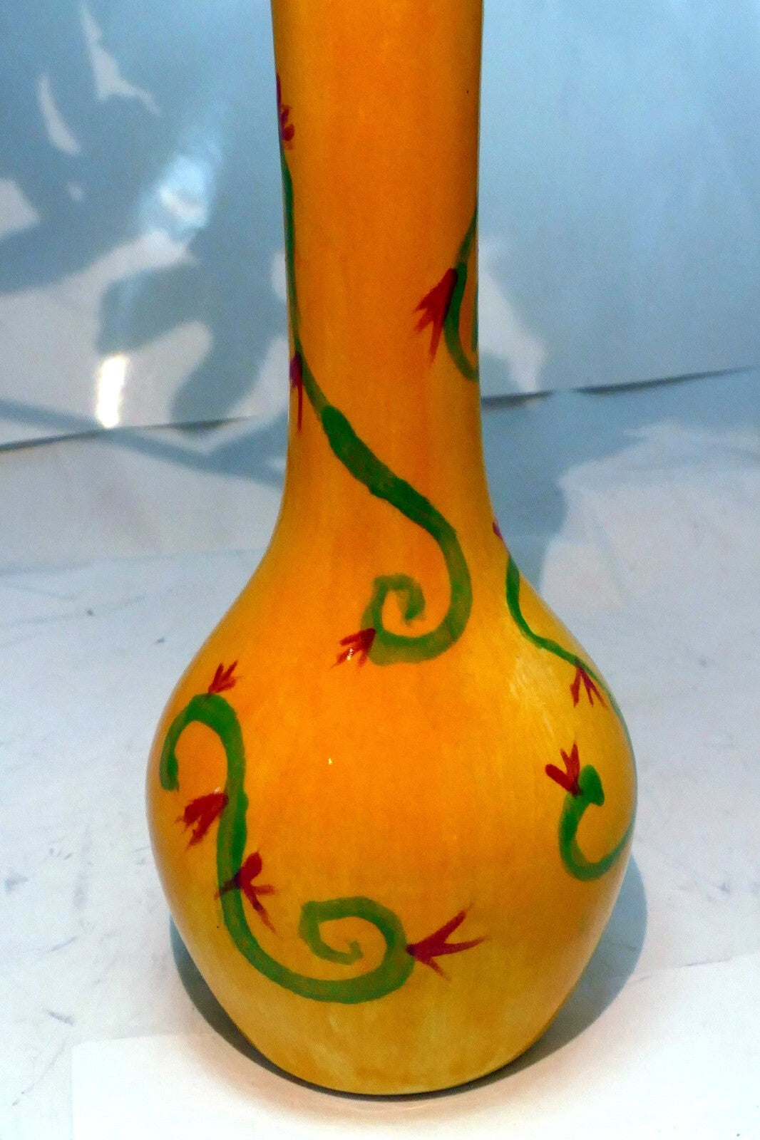 Alison 7" yellow glazed vase, flower vase 17cm tall
