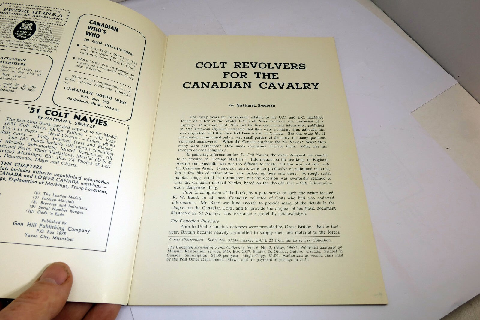 The Canadian Journal Of Arms Collecting Vol 6, No 2 May 1968 L-C 15 U-C I 17
