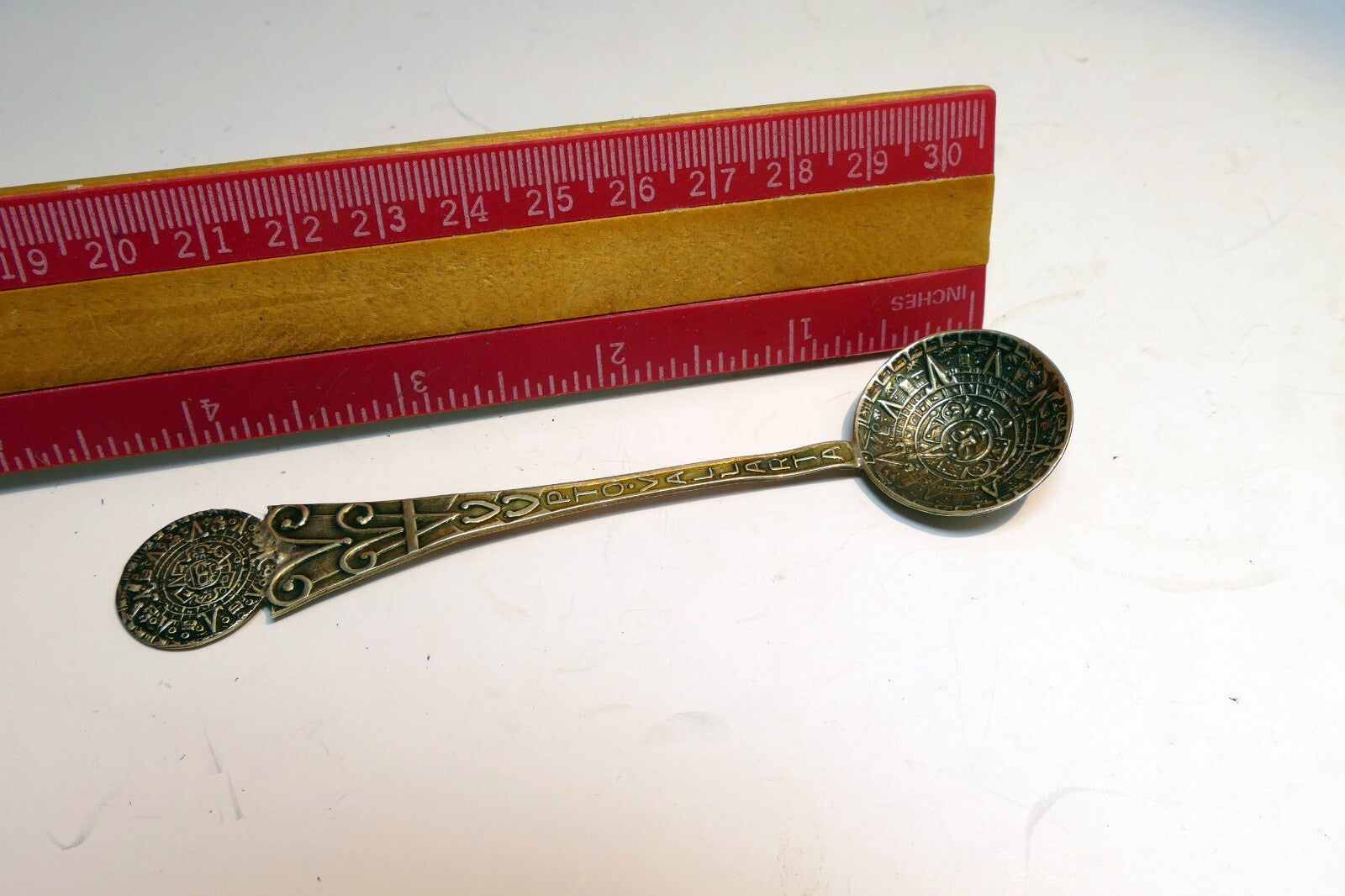 925 Sterling Silver - Acapulco Aztec Calendar Spoon -  Mexico 10 gr.