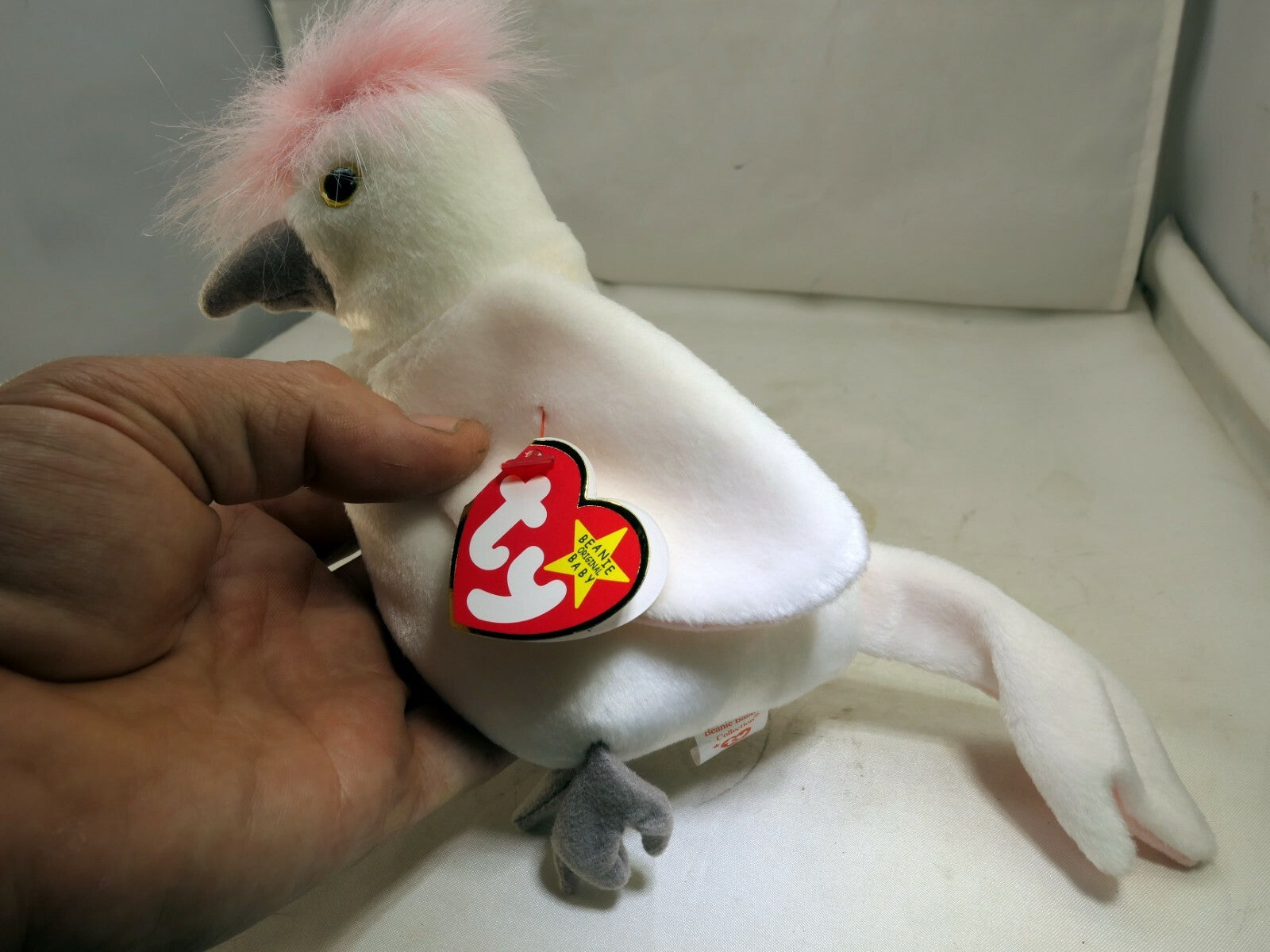 TY Beanie Baby Kuku Rare/Retired 1998 plush toy collection bird white parrot