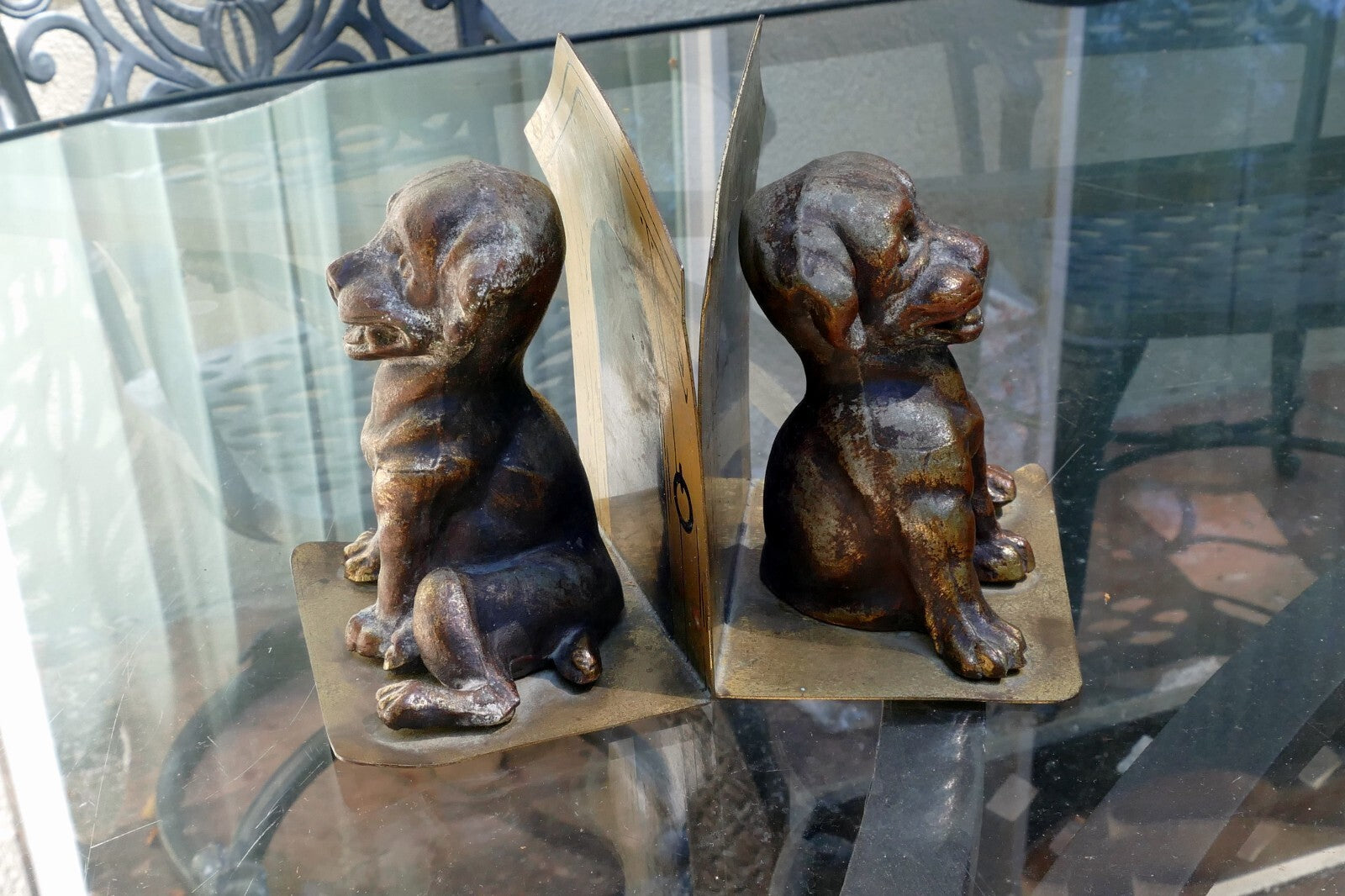 French Bulldog Puppy Dogs Solid Brass Bookends solid metal vintage 4X5"