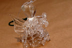 Spun Glass clear 2.5" hanging ornament angel with trumpet
