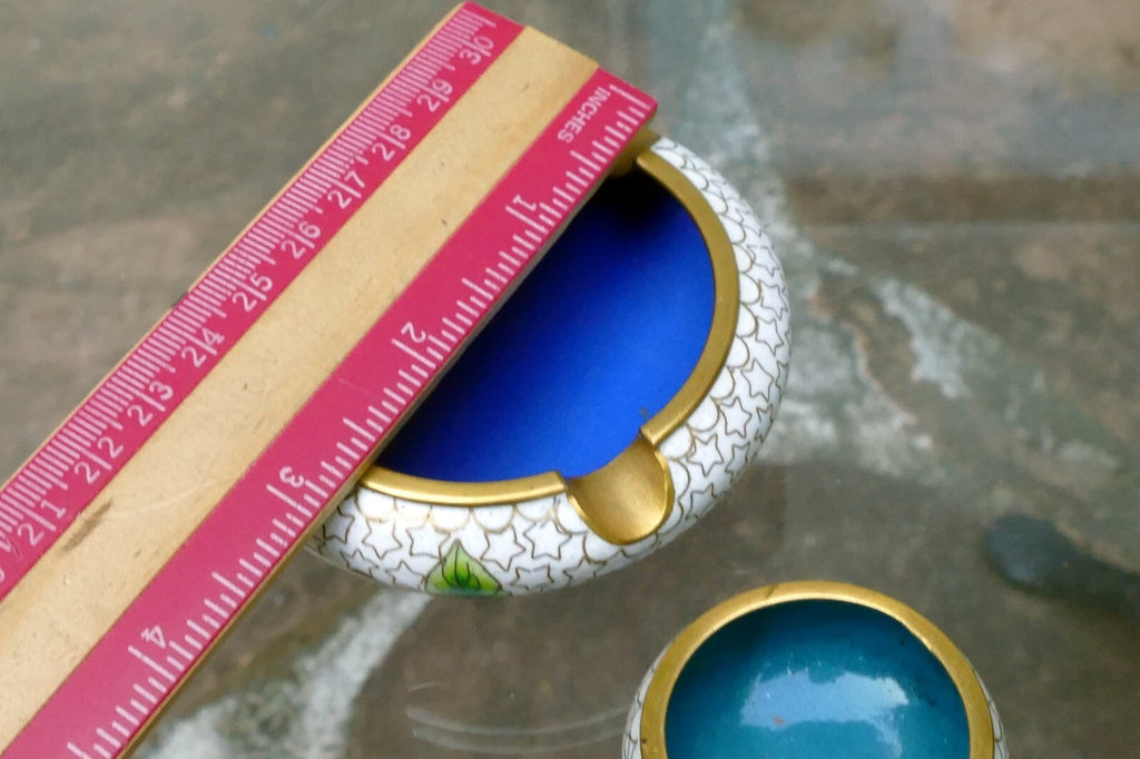 Cloisonne Ass Tray small tray enamel brass 3X3.X1"