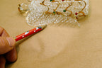 Spun Glass Crystal Christmas Ornament  gold green red hanging 6" tall Angel